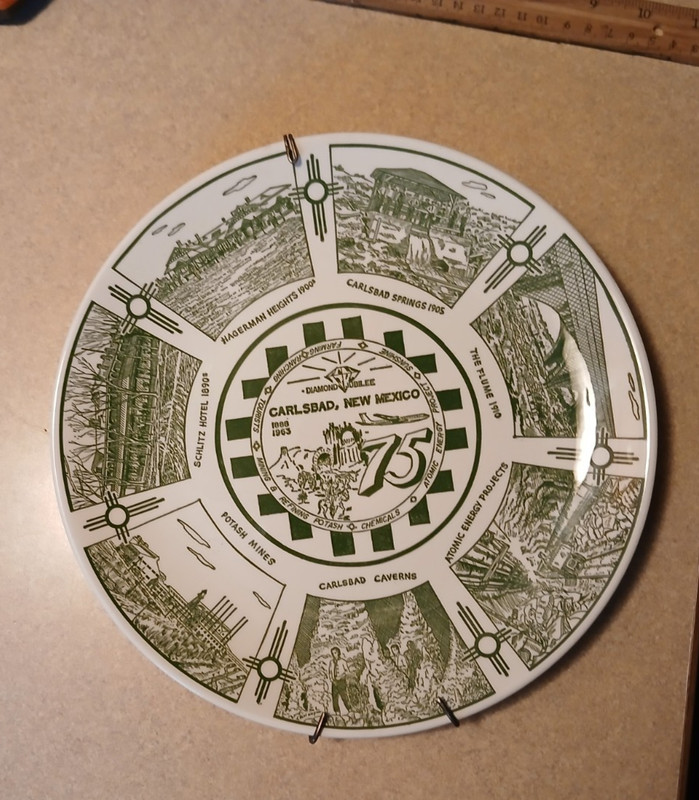 Vintage Carlsbad New Mexico 75th Diamond Jubilee Plate Kettlespring Kilns 1963
