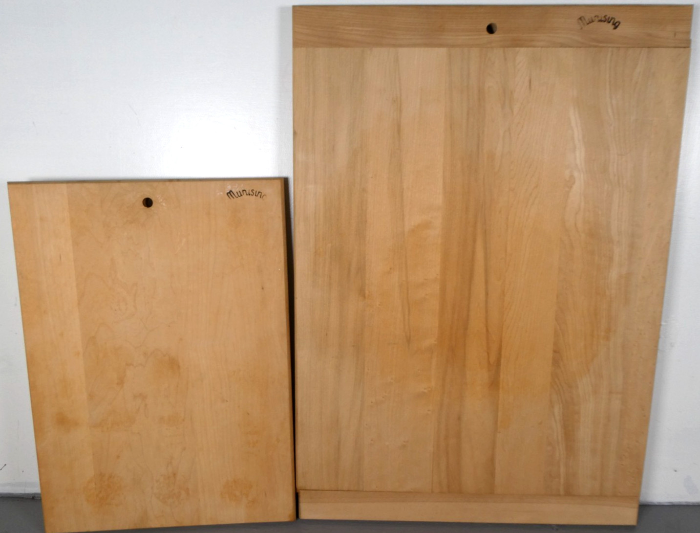 Vintage Pair MCM Munising Hard Maple Wood Dough Cutting Boards - No Knife Marks