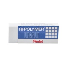 Pentel Super Hi-Polymer Eraser, Large, Nonabrasive, White PENZEH10