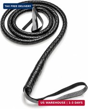 Faux Leather Black Woven Whip - 6.5' Costume Accessories Whips