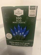 NEW 2025 Holiday Time 100-Count BLUE LED Mini Christmas Lights GREEN Wire