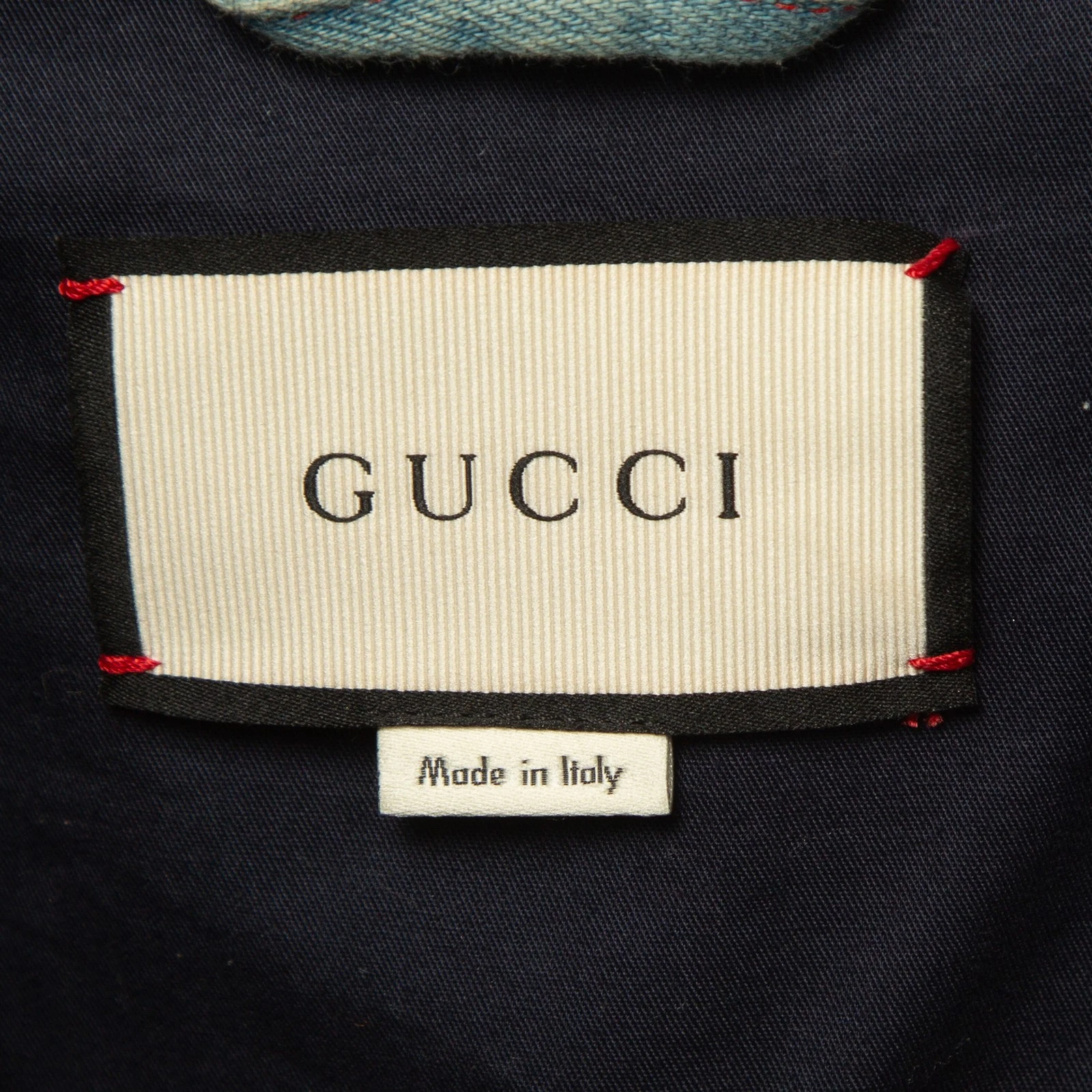 Gucci Blue Bird Applique Denim Giacca Borchie M