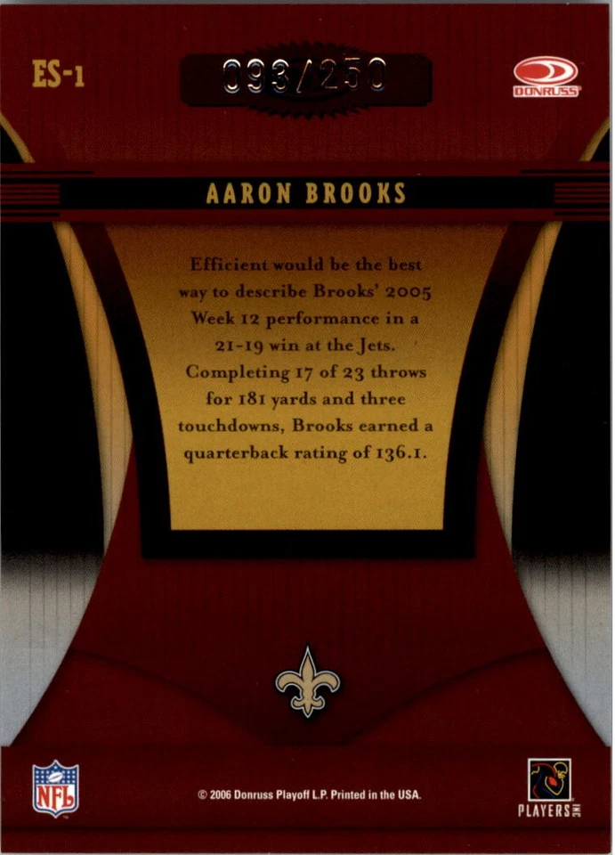 2006 Donruss Elite Series Red #1 Aaron Brooks /250 - FB - Image 2 of 2