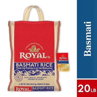 Naturally Aged Indian White Basmati Rice Long-Grain Gluten-Free 20 lb Bag