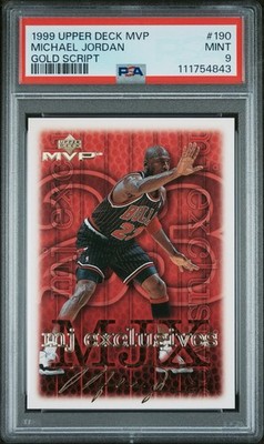 MICHAEL JORDAN 1999 UPPER DECK MVP GOLD SCRIPT #/100 PSA 9 #190