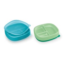 NUK Suction Plates and Lid 2 Count Pack of 1 , Blue Green