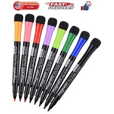 Magnetic Dry Erase Markers - Fine Tip, Assorted Colors, 8 Pack, Low Odor Whit...