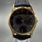 Seiko Watch Men 32mm Black Dial Gold Tone Round Vintage 5Y30-7A79 New Battery