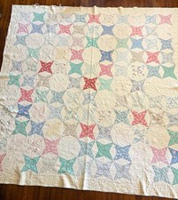Handmade Antique Patchwork Star Quilt Full Fe...