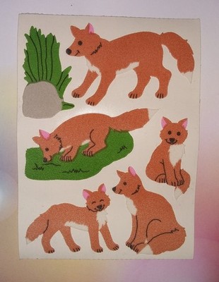  Sandylion Sticker BIG Abriss Füchse Stoff Fuzzy Scrapbooking 80er 90er 