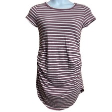 Heart & Hips purple and white stripe maternity t-shirt dress XL