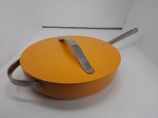 Caraway 4.5 Qt Saute Pan with 12" Lid Yellow Non-Stick Ceramic Oven Safe --Read