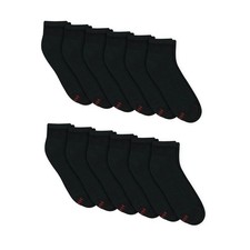 Hanes Men's XL Black 12 Packs Double Tough Cushioned Ankle Socks Comfort BR26-18