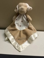 Douglas Baby Tan Puppy Dog Plush Security Blanket Lovey 15 x 15 Satin Trim EUC