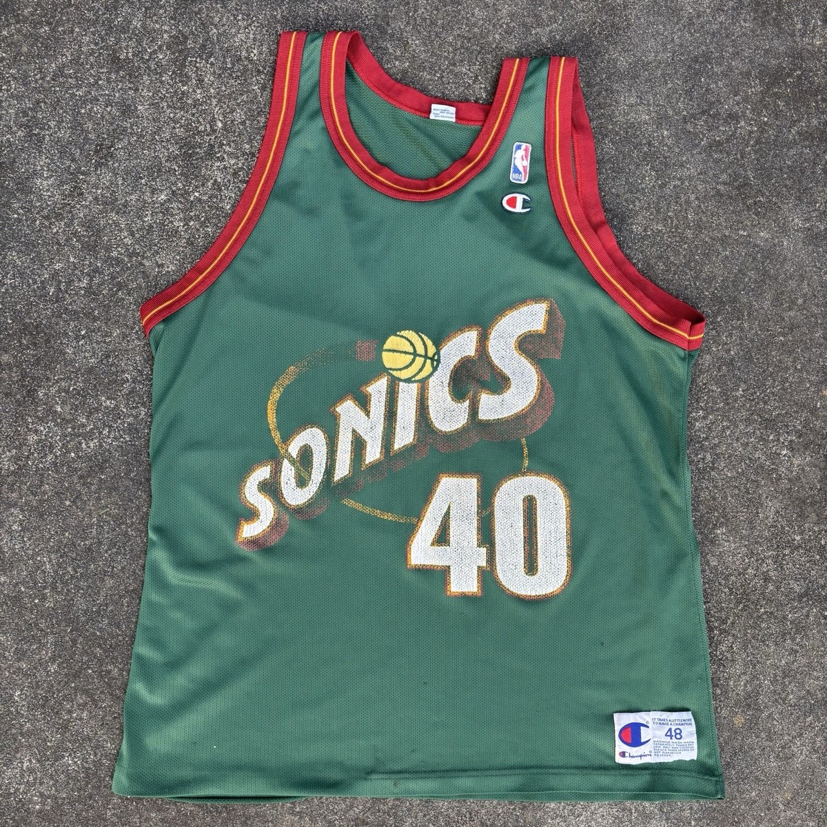 Vintage Shawn Kemp #40 Seattle Super Sonics NBA Champion Faded 