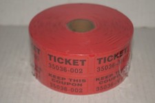 Roll of 2000 Red Double Stub Raffle Tickets Split the Pot 50/50 NEW