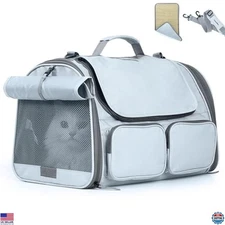 FUKUMARU Cat Carrier, Soft-Sided Small Dog Carrier, Large Cat Travel Bag with 4