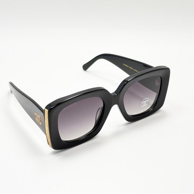 Chanel CH5435 Rectangle Sunglasses Black Frame Gray Gradient Lens
