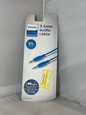 New Sealed Pkg Philips Audio/Video 3.5mm Blue Audio Cable for All Brands 3 feet