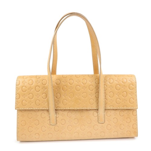 CELINE C Macadam Leather Shoulder Bag Hand Bag Light Brown Authentic Used F/S
