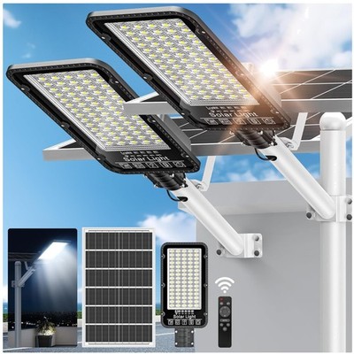 12000W Solar Street Lights Outdoor - 6500K Dusk to Dawn