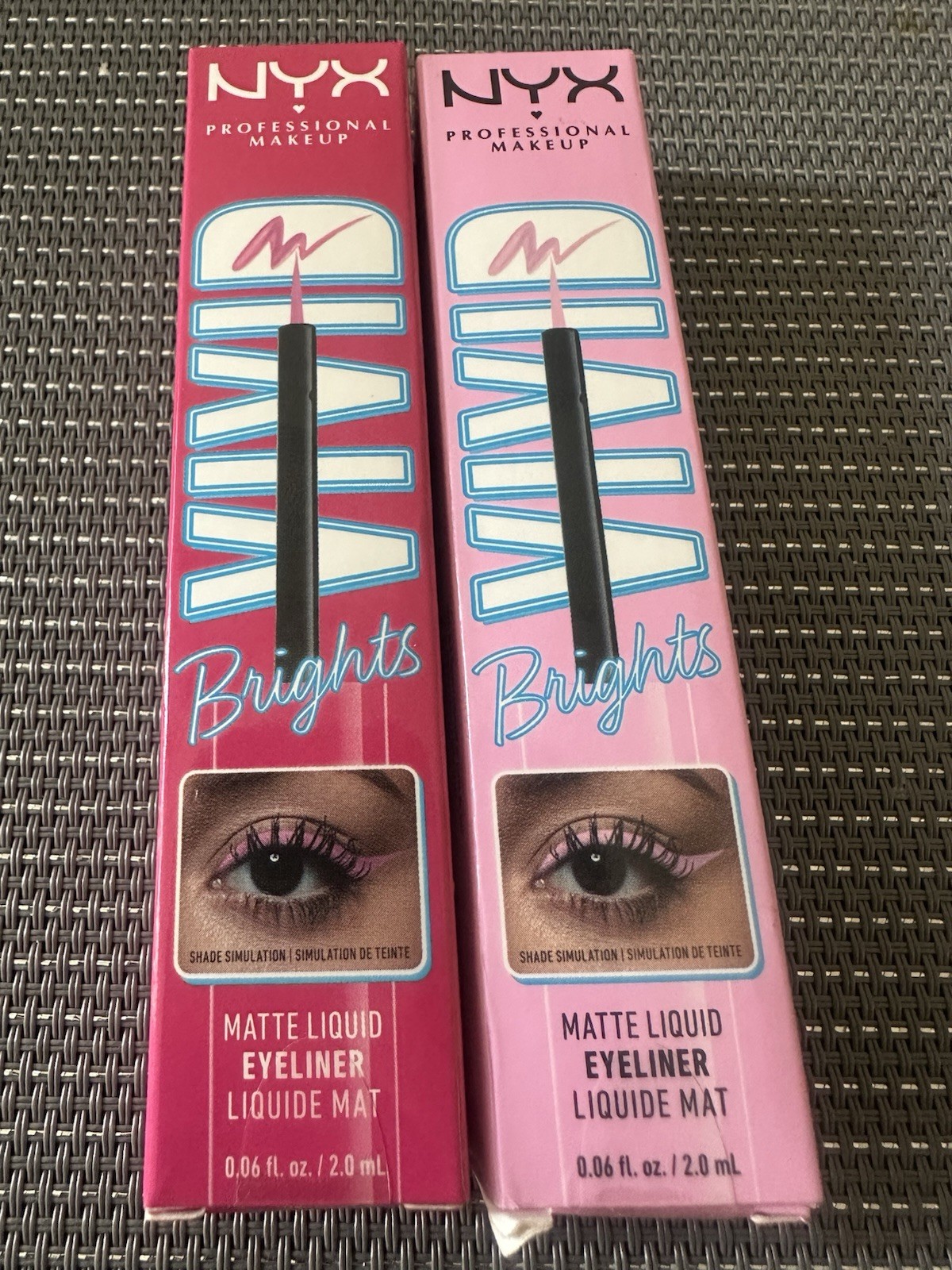 NIB NYX Vivid Brights Set Of 2 Pink Eyeliner Sneaky Pink Don’t Pink Twice