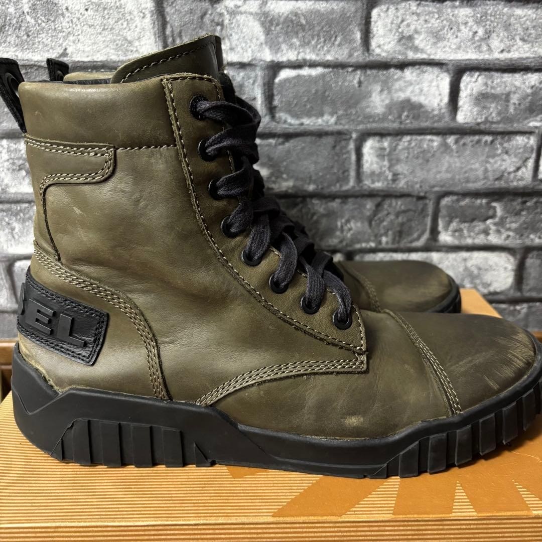 DIESEL H-RUA AM Olive Night Military Boots 27cm Genuine Leather Wide Japan thumbnail 6