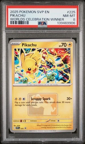 2025 POKEMON SVP EN-SV BLACK STAR PROMO #225 PIKACHU PSA 8