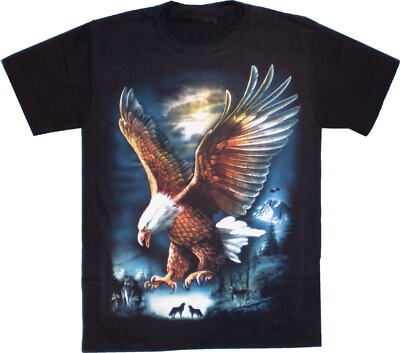 T-Shirts HEROBUFF Biker fliegender Adler Wolf  - beidseitig farbig - S+M