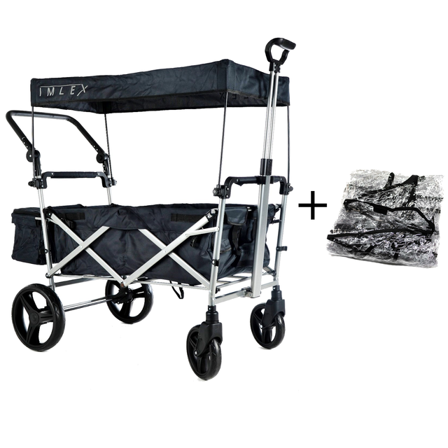IMLEX Bollerwagen IM-9002 mit Schiebe und Zieh Funktion anthrazit Regenschutz IMLEX Bollerwagen IM-9002 mit Schiebe und Zieh Funktion anthrazit Regenschutz
