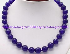 8/10/12/14mm Natural Purple Amethyst Round Gemstone Beads Necklace 18 Inch