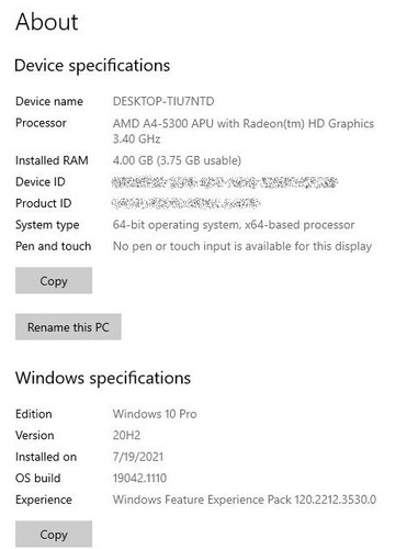 LENOVO THINKCENTRE M78 SLIM AMD A4-5300 3.4GHz 4GB 250GB WIN 10 PRO 20H2 64 BIT - Picture 3 of 10