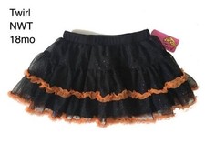 Toddler Girls Halloween Sparkle Tutu Skirt Size 18 mo Black Orange Ballet Layers