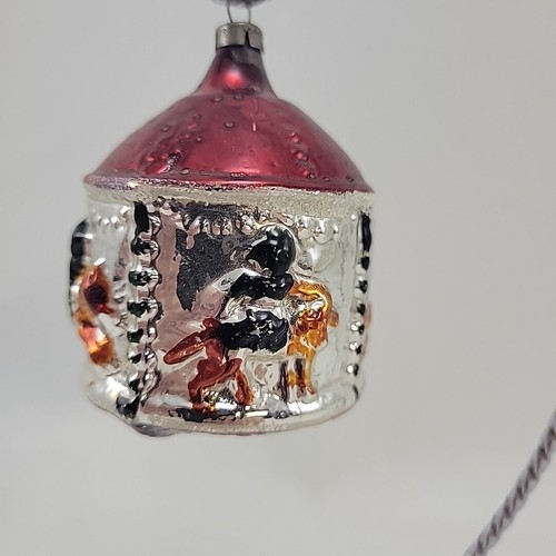 Vintage Carousel Octagon shape Blown Mercury Glass Christmas Tree Ornament - Picture 4 of 9