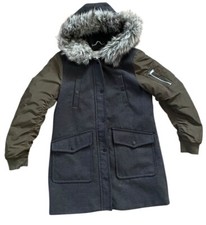 BCBG Winter Parka Coat Military Green Removable Fur Hood Jacket women  s Large