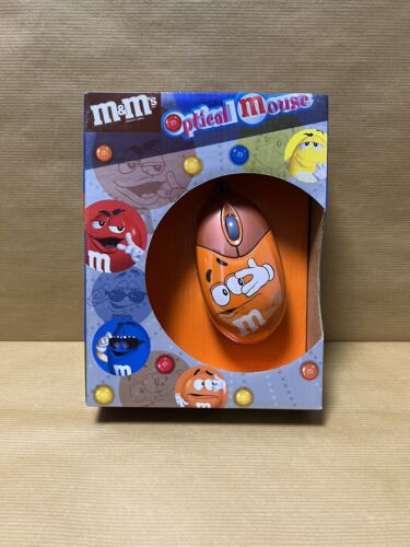 Super rare M&M Collectible optical mouse with box, orange, display, toy, candy - Foto 1 di 4