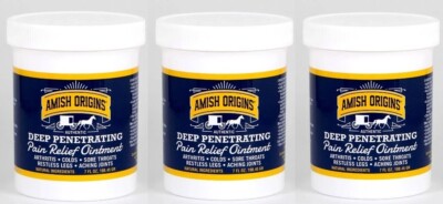 Amish Origins Deep Penetrating Pain Relief Ointment Aches Arthritis 7oz ~ 3PK