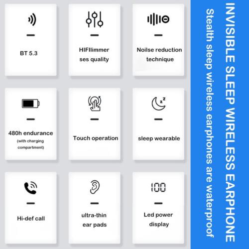 NEW Invisible Wireless Sleep Earphone IPX5 Double Noise Cancelling Waterproof- - Picture 8 of 25