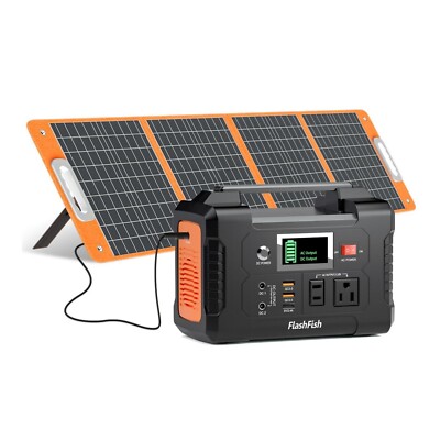 Flashfish Portable Power Station 200W Solar Generator with Panel for Outdoor