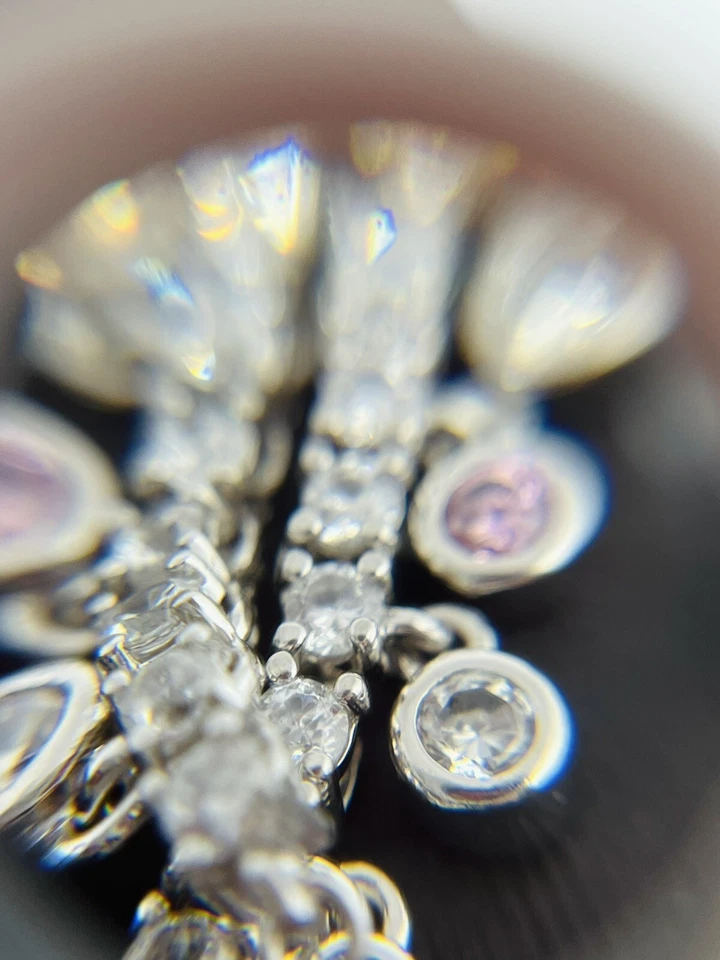 "Collar gargantilla de plata de ley 925 circonita cúbica blanca y rosa tamaño 17-20""" Foto 3 de 4