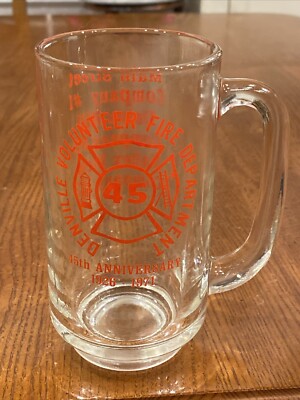 1971 Denville Vol Fire Dept NJ 45th Anni Hook Ladder Logo Shield Seal Stein Mug
