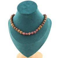 Steine Und MinéRaux. Halskette Perlen Rubin Du Brazilien + Holz 8 Mm. Kette Caie