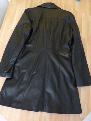 Veste Longue En Cuir Noir Verazzano - Taille 40, Comme Neuve, Portée 2-3 Fois