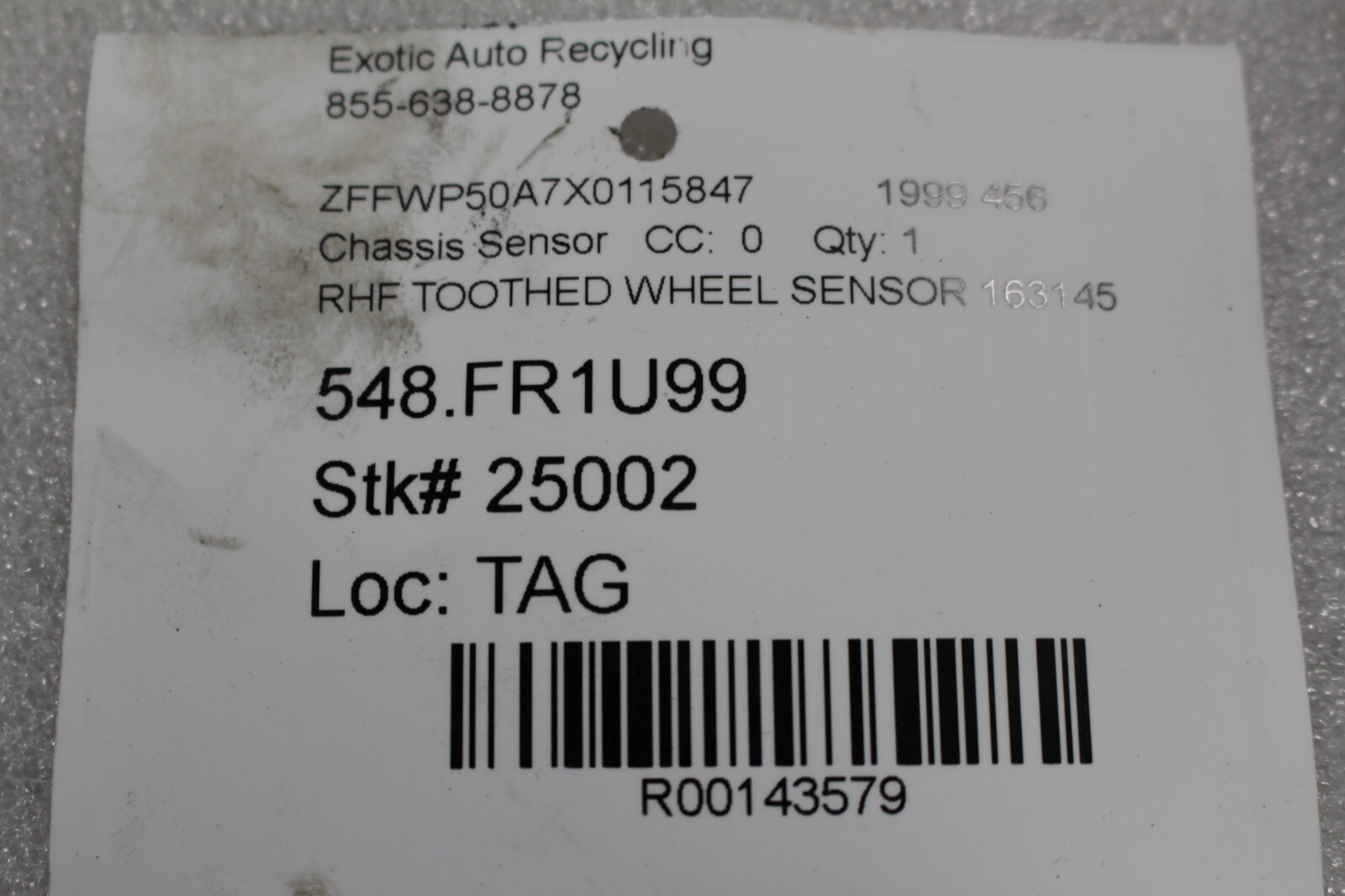 Ferrari 456 M, 550, Front Wheel Speed Sensor, Used, P/N 163145