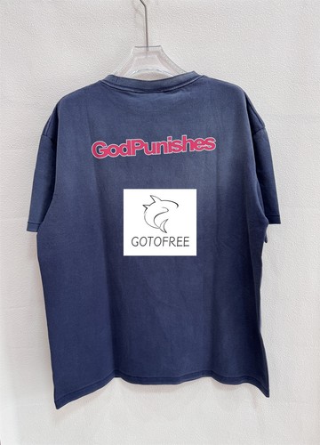GOTOFREE 25SS SAINT NEW VINTAGE BLACK T SHIRT CREW PULLOVER DEAD SUMMER TOP TEE - Picture 5 of 9