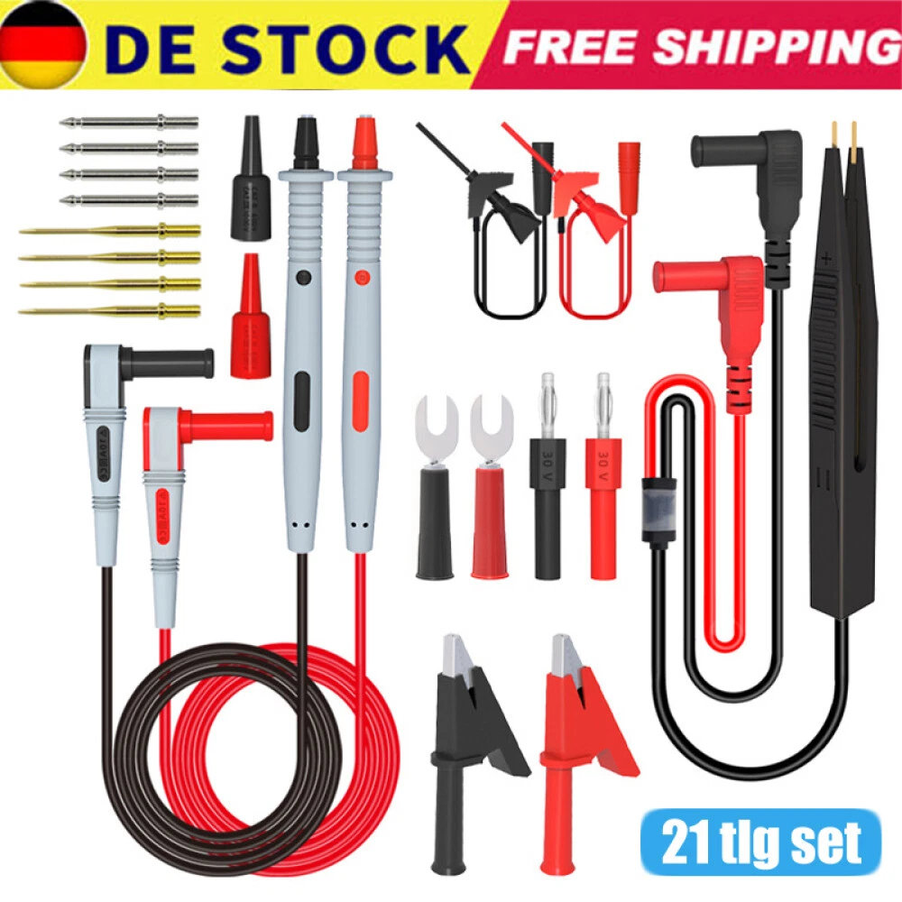 4 Morsetti A Coccodrillo Isolati 20A 1000V - Piena Isolatura, Pinze Con Presa Banana 4mm Per Test Elettrici, Batterie Auto E Moto (Nero+Rosso)