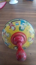2 Vtg J. Chein  Co. Tin Spinning Top Litho Children Playing Instrments