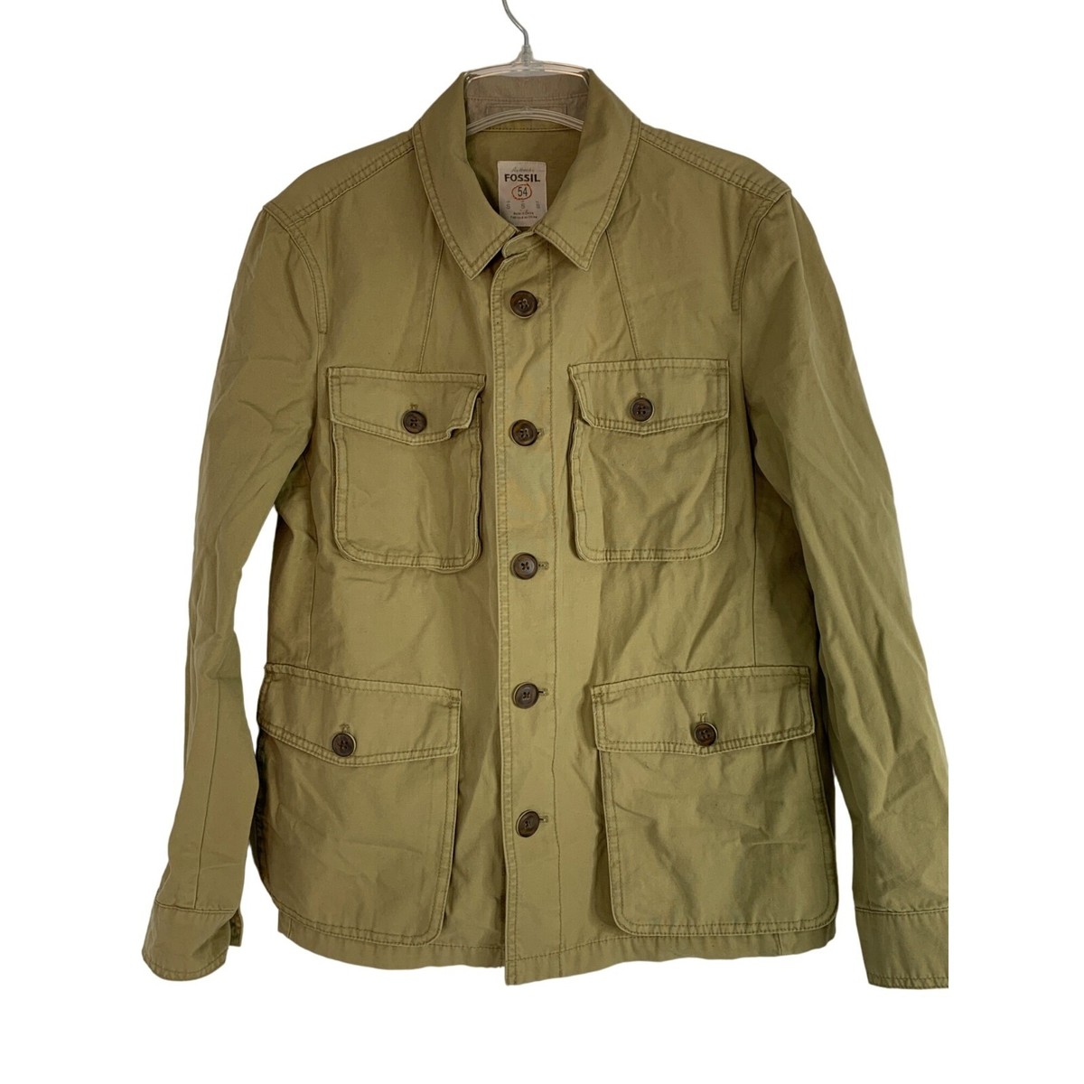 VTG Men's Fossil 54 field Utility Safari Jacket Canvas Tan VTG Men's Fossil 54 field Utility Safari Jacket Canvas Tan