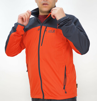 Herren Jack Wolfskin Stromlock Crosswind 1303431 Chili Zip Up Übergangsjacke