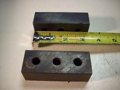 1 PAIR Metal Blocks 1 X 1.25 X 3.25 with THREE 3/8'' HOLES 1'' OC. 2 PC